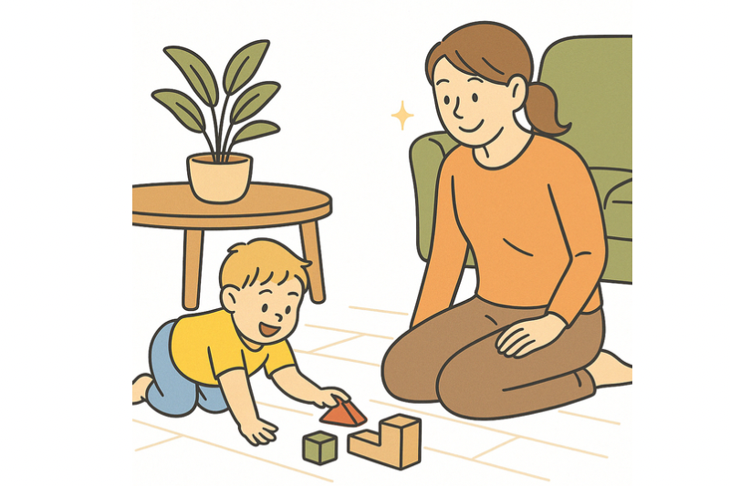 子どもと遊んでいる画像